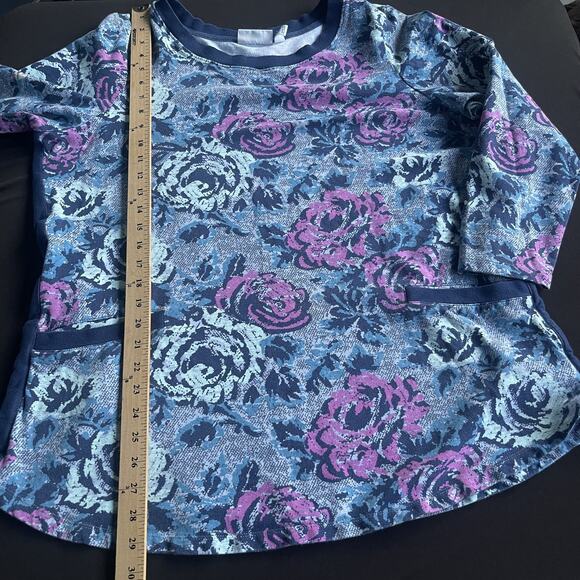 QVC Denim & Company Sweater Womens 1X Floral Long Sleeve Pullover Pockets Casual - Picture 9 of 10